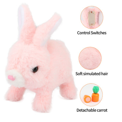 Hopping Rabbit Interactive Electronic Pet Plush Bunny Toy with Sounds Pink