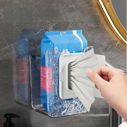 2pcs Wall-Mount Wipe Holder Tissue Storage Box for Kitchen and Bathroom Pet Material No Damage to Walls Easy to Install Smooth
