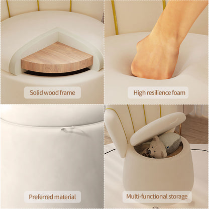 Makeup Vanity Chair,Begonia-Shaped chair Vanity Stool with Built-in Storage and Comfortable Backrest (White)