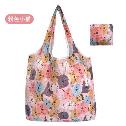 Shopping Bags Cloth Grocery Bags Foldable Travel Bag Tote Bags Bulk - Reusable Gift Bags with Handles (6 Pack) - Heavy Duty Large Washable Animal Holiday Design for Women Travel & Groceries