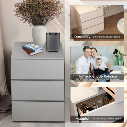 Press Type Nightstand with three drawers(Gray)