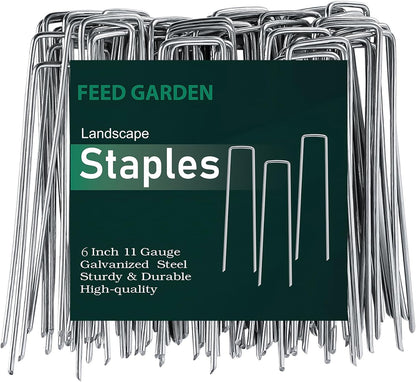 6 Inch 50 Pack Hot-dip Galvanized Landscape Staples Plant Cover Spikes 11 Gauge Tent Stakes Garden Stakes Landscaping Fabric SOD Pins Yard Pins for Decoration Weed Barrier Fabric