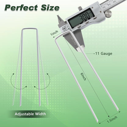 6 Inch 50 Pack Hot-dip Galvanized Landscape Staples Plant Cover Spikes 11 Gauge Tent Stakes Garden Stakes Landscaping Fabric SOD Pins Yard Pins for Decoration Weed Barrier Fabric