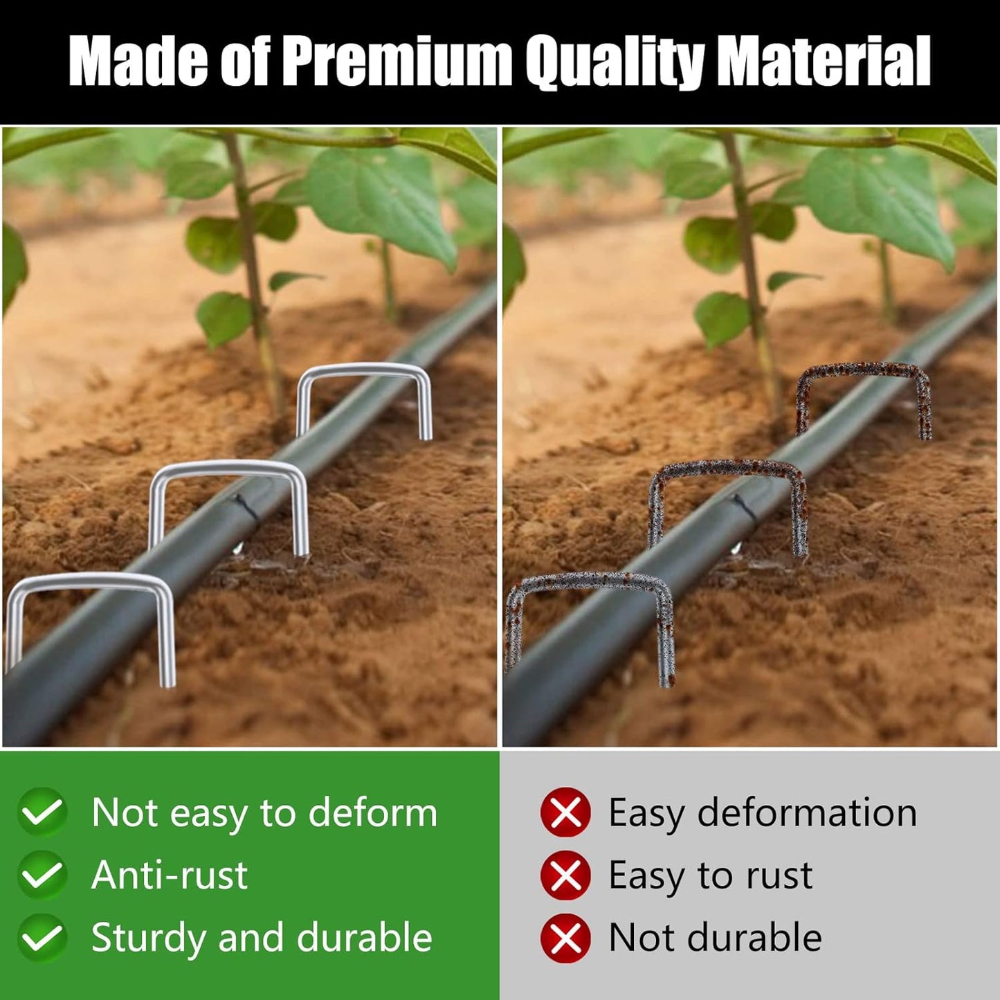 6 Inch 50 Pack Hot-dip Galvanized Landscape Staples Plant Cover Spikes 11 Gauge Tent Stakes Garden Stakes Landscaping Fabric SOD Pins Yard Pins for Decoration Weed Barrier Fabric