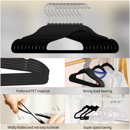 Premium Black Velvet Hangers 30 Pack-Space Saving Felt Hanger, Non Slip Clothes Hangers fo! Closet, Heavy Duty Hanger for coats, Shirts & Pants,360° Swivel Hook, Hold Up to 10lbs