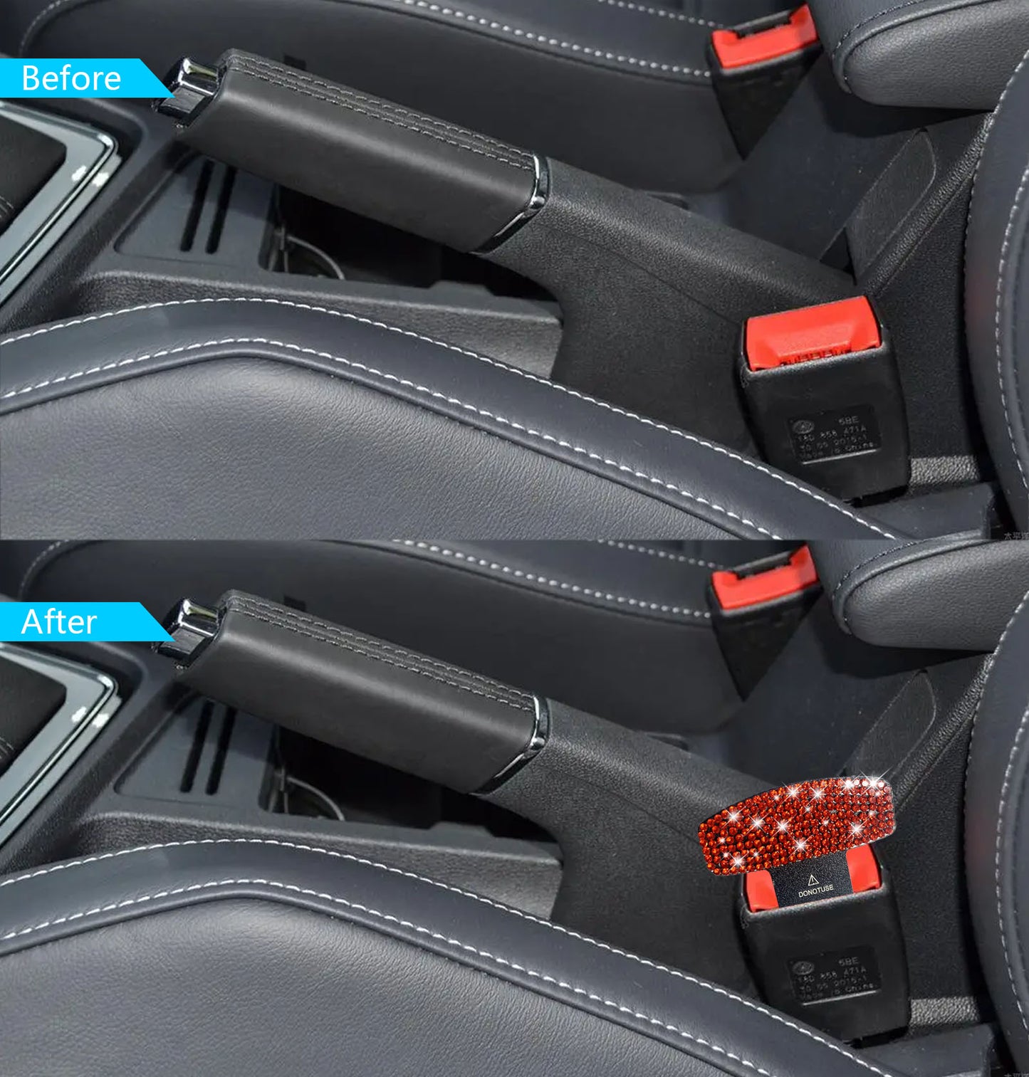 Seat Belt Clip, 4PCS Upgraded Seatbelt Clip, Car Supplies Seat Belt Clip Safety Belts Buckle，Universal for Most Vehicles（Red Diamond )