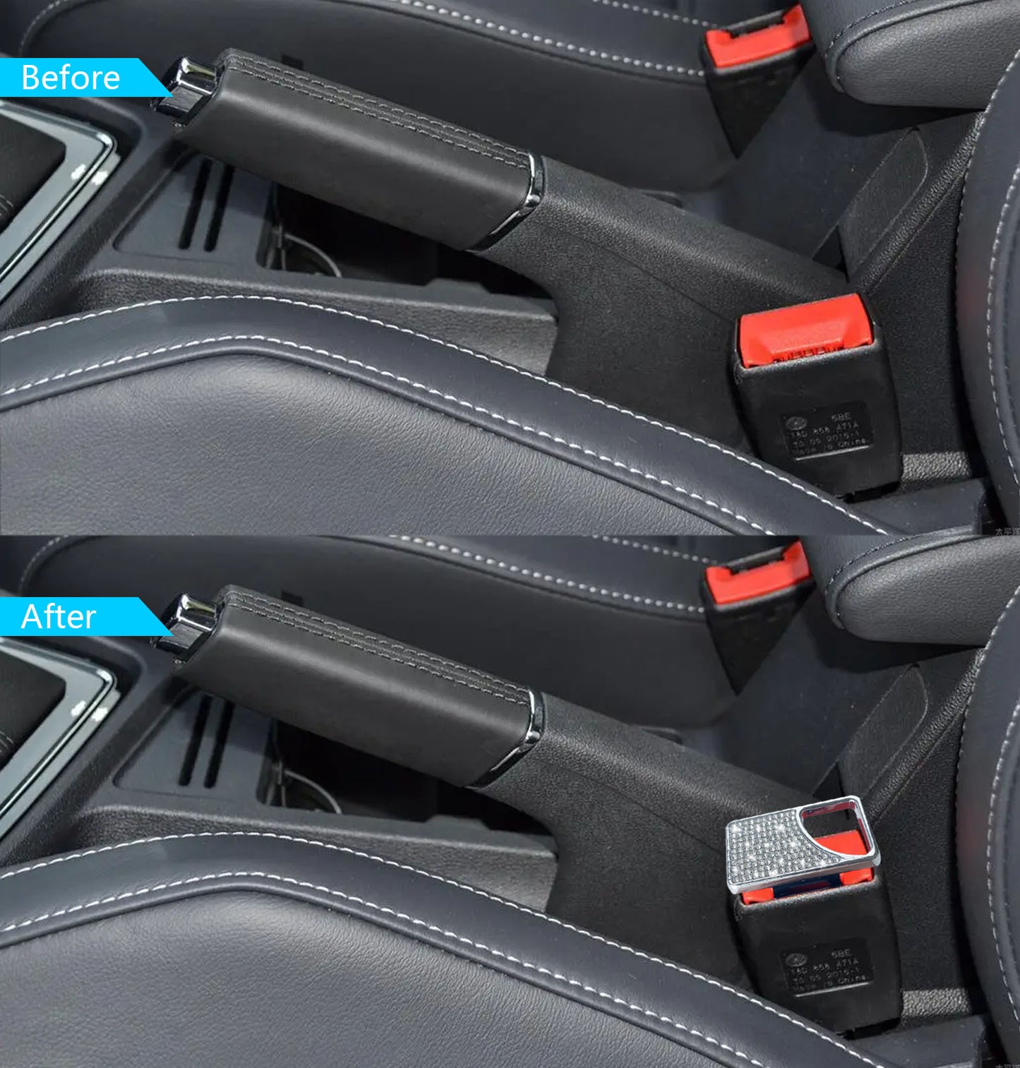 2 Pcs Seat Belt Pads Trim,Universal Car Accessories for Most Vehicles,L-shape(White diamond)