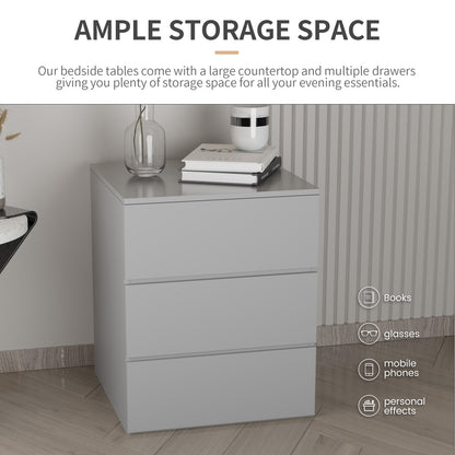 Press Type Nightstand with three drawers(Gray)