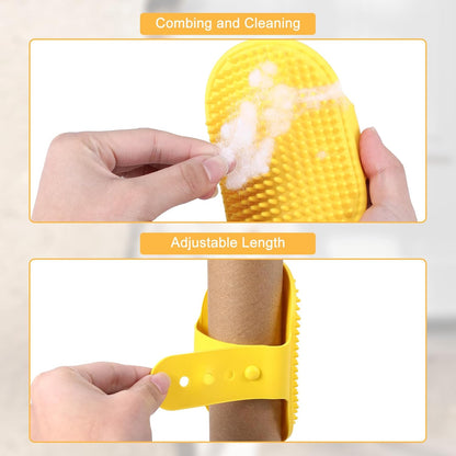 Cat Scratching Interactive Leg Wrap Grooming Tool for Kitty Massage Corner Silicone Wall-Mounted Scratcher Fun Pet Scratch Pad Toy (2 Yellow+2 Green)