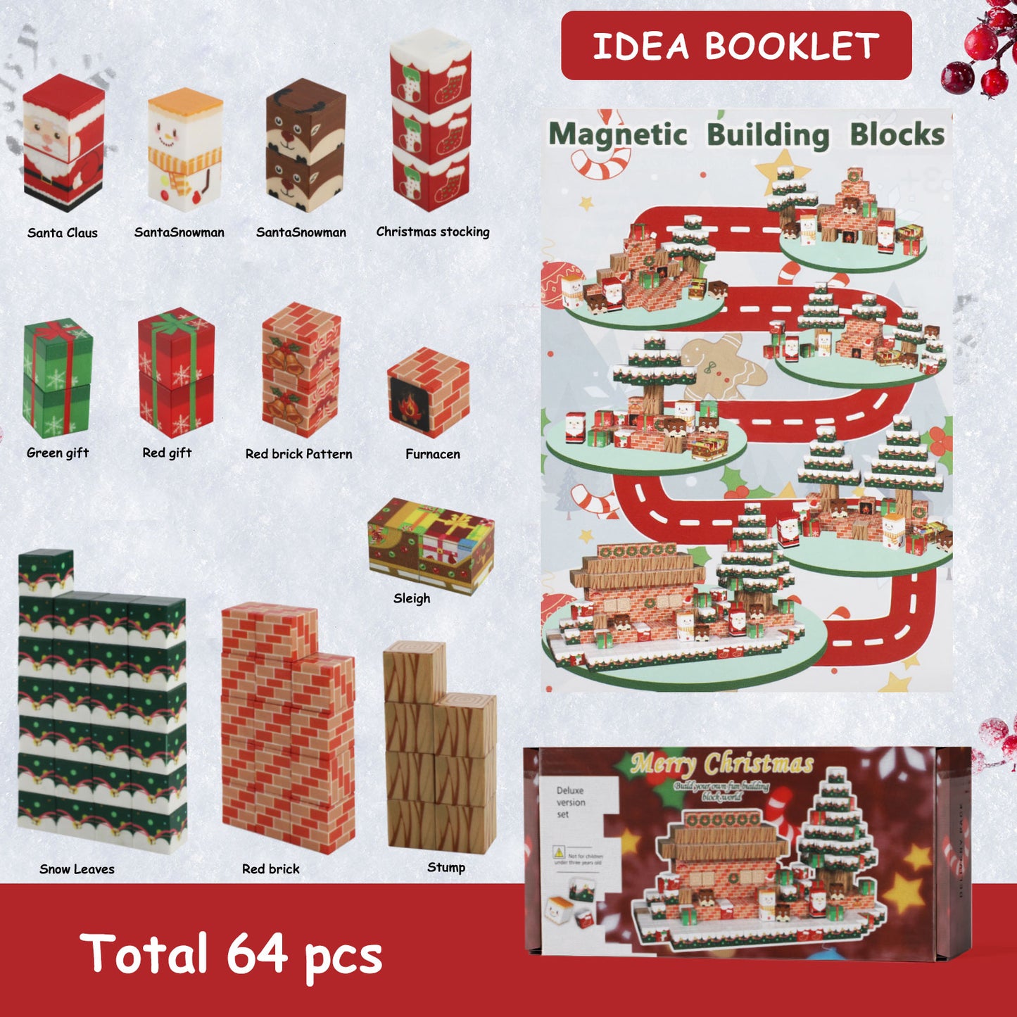 Magnetic Blocks |  Sensory Christmas Magnetic Tiles Building Cubes 2025 Upgraded STEM Game Toys for Toddlers | Christmas Birthday Gifts for Boys & Girls Ages 3-4, 5 6 7 8 9 10 11 12