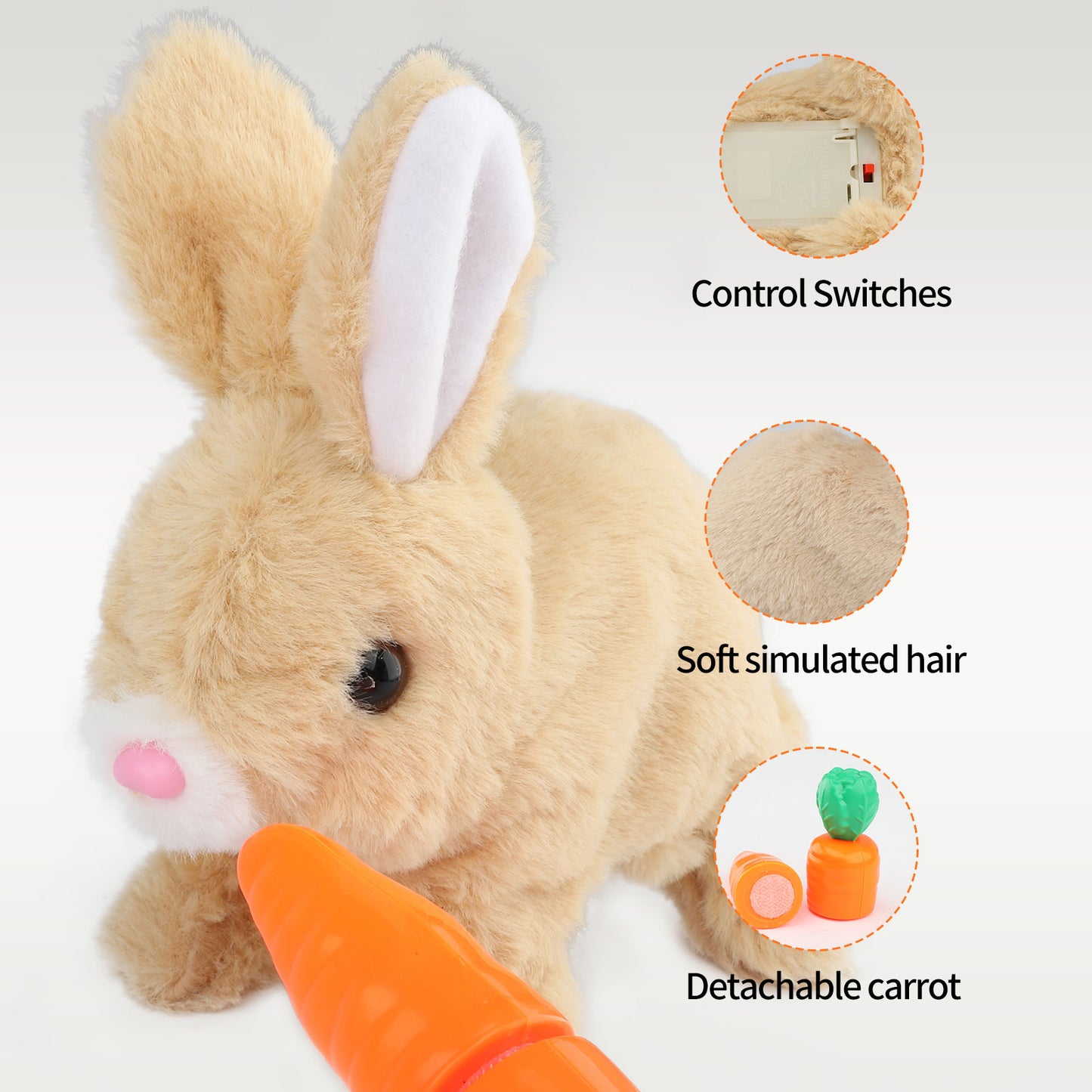 Hopping Rabbit Interactive Electronic Pet Plush Bunny Toy with Sounds Yellow