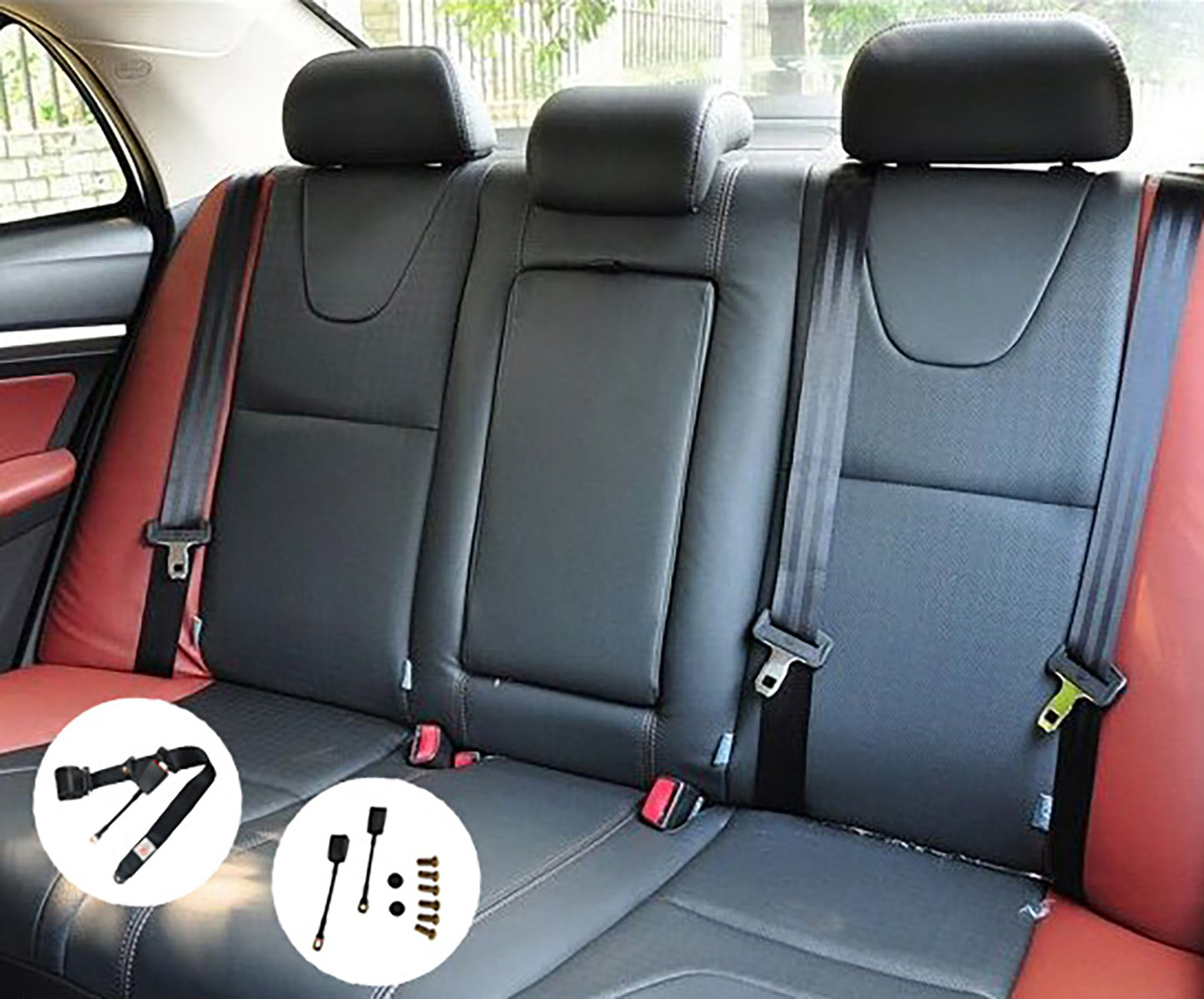 2 Pack 3 Point Seat Belt Pads Universal Adjustable Retractable Lap Set for Go Kart,Club Golf Cart,UTV,VR,Minivan Van, SUV, Cars, Buggies,Pickup，Truck for Modification Belts Kits (L-Black)