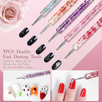 31pcs Nail Art Brushes, Nail Art Tool Set, Dotting Tools, Dust Brush,Striping Brushes for Long Lines, Drawing Pen For Gel Polish Design supply