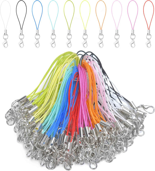 200Pcs Phone Charms Strap with Lobster Clasp Lanyard Straps,Lariat Lanyard Charms Pendant Clasp for Cell Phone USB Keychains DIY Jewelry Accessories