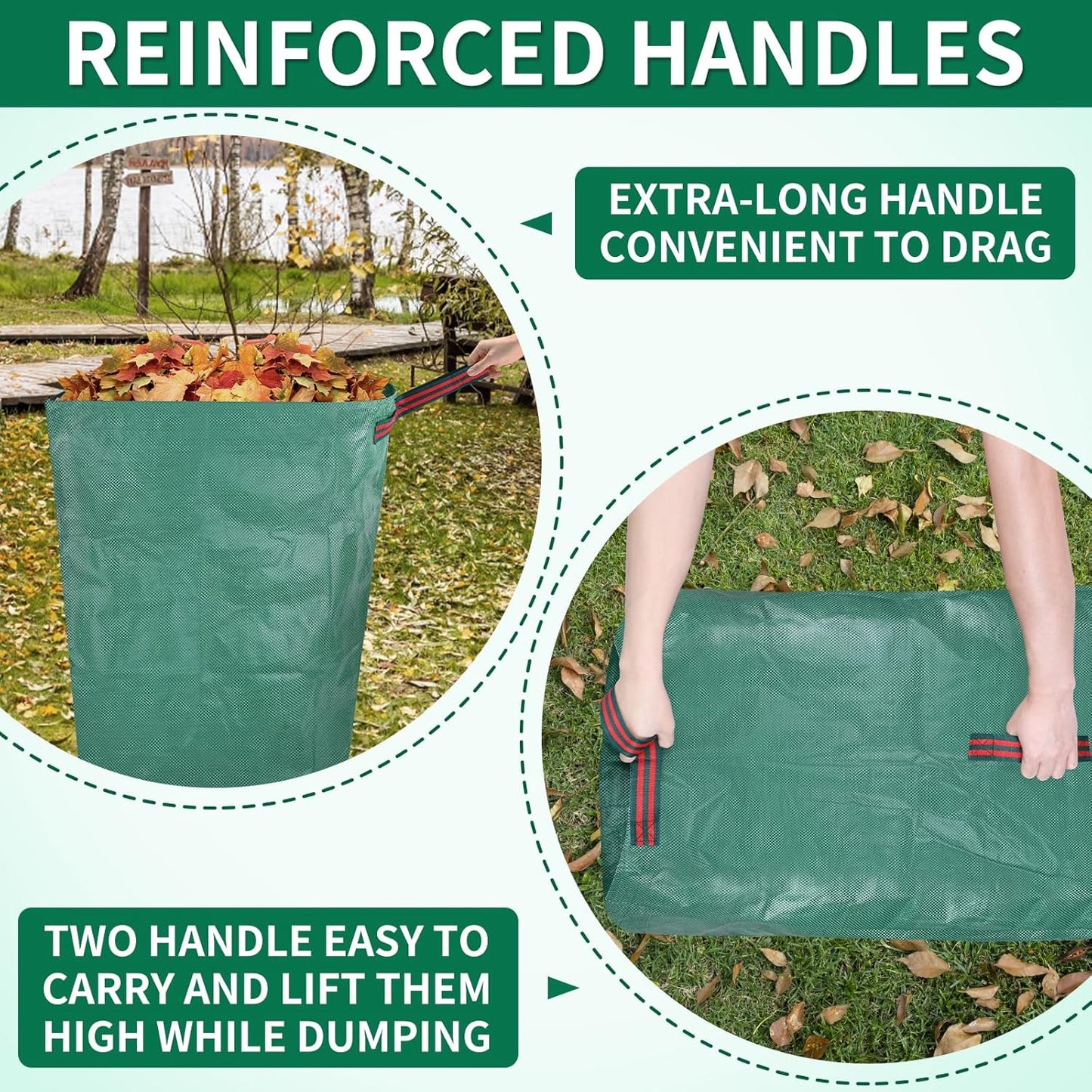 Leaf Collector Large Yard Dustpan - 53 Gallon Leaf Bags Leaves Collector Reusable Yard Waste Bags for Lawn Care, Camping & Recycling