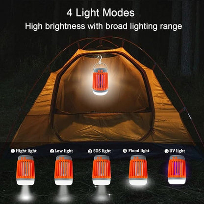 3-in-1 Solar Camping Lantern & Mosquito Killer & Flashlight - Senmding Portable Outdoor Electric Bug Zapper IP67 Waterproof LED Lantern USB Rechargeable and Solar Power