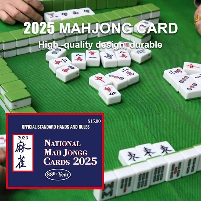 2025 Mahjong Card Official Large Print, National Mahjong League Cards, 4 Pcs Official National Standard Mah Jongg Hands and Rules Cards, Easy-to-Read Large Size Mah Jongg Card (Blue)