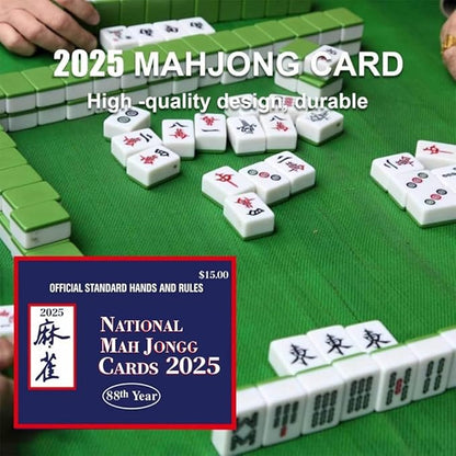 2025 Mahjong Card Official Large Print, National Mahjong League Cards, 4 Pcs Official National Standard Mah Jongg Hands and Rules Cards, Easy-to-Read Large Size Mah Jongg Card (Blue)