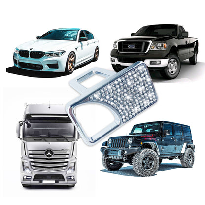 2 Pcs Seat Belt Pads Trim,Universal Car Accessories for Most Vehicles,L-shape(White diamond)