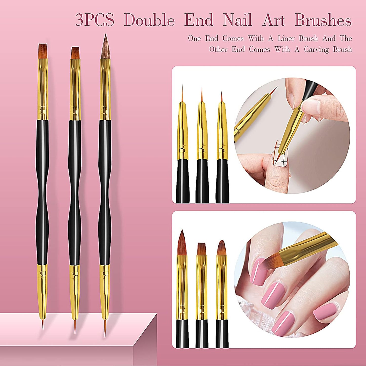 31pcs Nail Art Brushes, Nail Art Tool Set, Dotting Tools, Dust Brush,Striping Brushes for Long Lines, Drawing Pen For Gel Polish Design supply