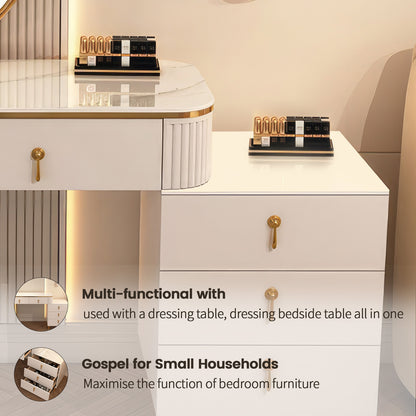 Nightstand with three drawers(White）