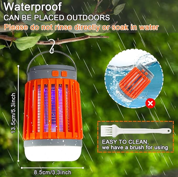 3-in-1 Solar Camping Lantern & Mosquito Killer & Flashlight - Senmding Portable Outdoor Electric Bug Zapper IP67 Waterproof LED Lantern USB Rechargeable and Solar Power