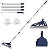 Magic Air Broom with Dustpan, Household Magic Silicone Broom Sweeper, Multifunction Squeegee and Fixed Scraper, Magic Broom with Extra-Long Adjustable Aluminum Handle for Floor, Glass, and Tile (Blue)