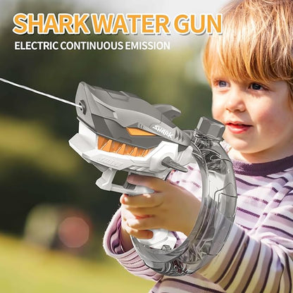 Automatic Squirt Guns Toys, Shark Automatic Water Blaster Toys, Electric Water Gun for Adults & Kids,300cc Large Capacity, Long Range 24-32 FT,Summer Swimming Pool Party and Outdoor (Grey)