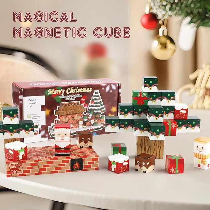 Stocking Stuffers, Magnetic Blocks, Build Mine Magnet World Magic Portal Set, Magnetic Tiles Building Blocks Toddler Toys STEM Toys for 3+ Year Old Boys & Girls, Christmas Packaging