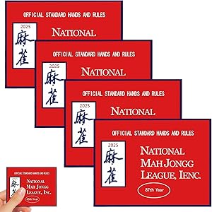 2025 Mahjong Card Official Large Print, National Mahjong League Cards, 4 Pcs Official National Standard Mah Jongg Hands and Rules Cards, Easy-to-Read Large Size Mah Jongg Card (Red))