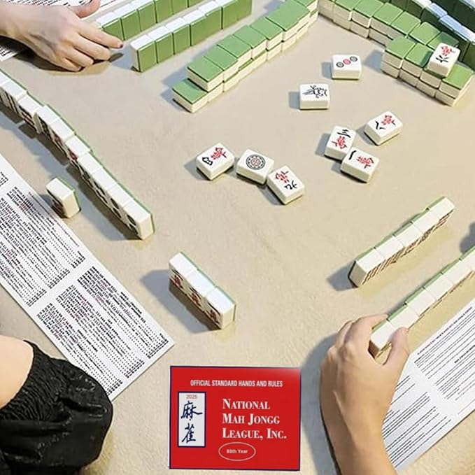 2025 Mahjong Card Official Large Print, National Mahjong League Cards, 4 Pcs Official National Standard Mah Jongg Hands and Rules Cards, Easy-to-Read Large Size Mah Jongg Card (Red))