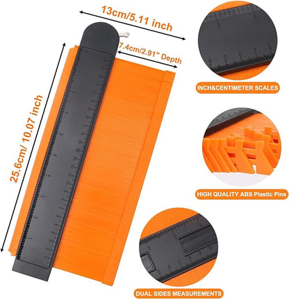 Contour Gauge Tool (10 inch) with Lock - Birthday Gifts for Men Dad Him, Cool Gadgets for Men, Irregular Shape Duplicator, Outline Edge Angle Measuring Tool for Woodworking Flooring