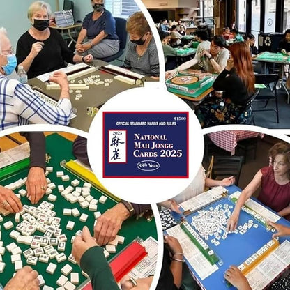 2025 Mahjong Card Official Large Print, National Mahjong League Cards, 4 Pcs Official National Standard Mah Jongg Hands and Rules Cards, Easy-to-Read Large Size Mah Jongg Card (Blue)