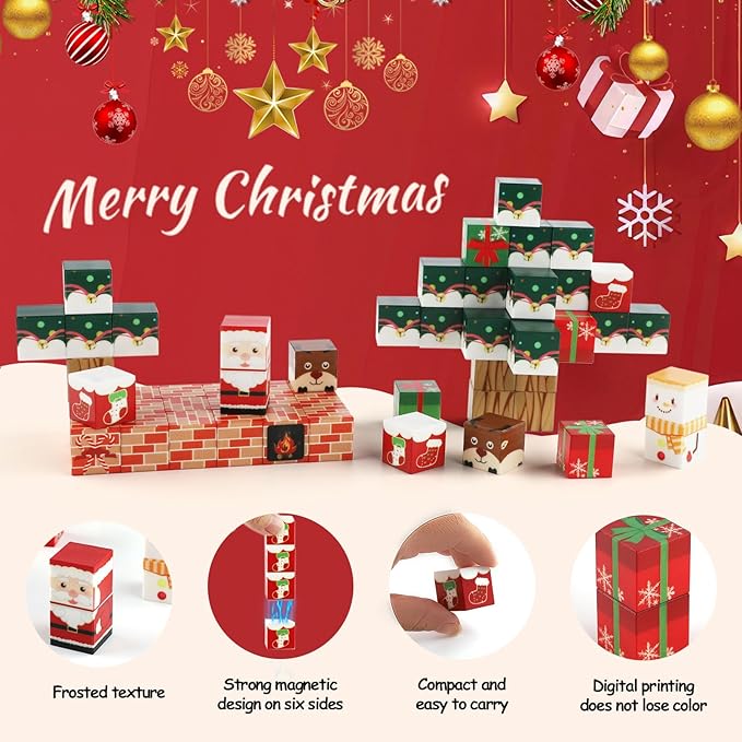 Stocking Stuffers, Magnetic Blocks, Build Mine Magnet World Magic Portal Set, Magnetic Tiles Building Blocks Toddler Toys STEM Toys for 3+ Year Old Boys & Girls, Christmas Packaging