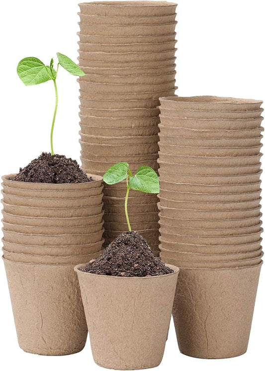 40Pcs 3.15 Inch Peat Pots, Biodegradable Eco-Friendly Round Plant Seedling Starters Kit, Seed Germination Trays  for Flower Vegetable Tomato Saplings & Herb Seed Germination
