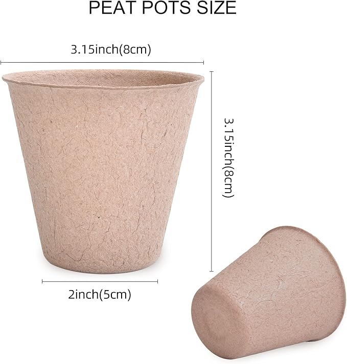 40Pcs 3.15 Inch Peat Pots, Biodegradable Eco-Friendly Round Plant Seedling Starters Kit, Seed Germination Trays  for Flower Vegetable Tomato Saplings & Herb Seed Germination