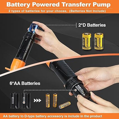 Portable Fuel Transfer Pump Battery Operated Electric Siphon Pump for Gas, Fuel, Diesel, Water Transfer 2.2 GPM Flow Oil Extractor -Easy to Use Hand Fuel Pump, Gas Siphon Pump (Orange)