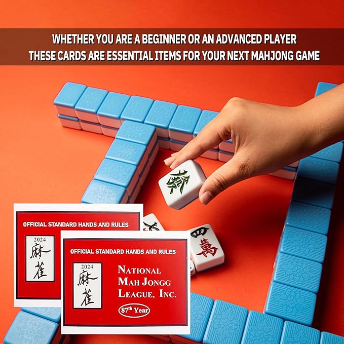 2025 Mahjong Card Official Large Print, National Mahjong League Cards, 4 Pcs Official National Standard Mah Jongg Hands and Rules Cards, Easy-to-Read Large Size Mah Jongg Card (Red))