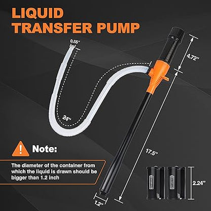 Portable Fuel Transfer Pump Battery Operated Electric Siphon Pump for Gas, Fuel, Diesel, Water Transfer 2.2 GPM Flow Oil Extractor -Easy to Use Hand Fuel Pump, Gas Siphon Pump (Orange)