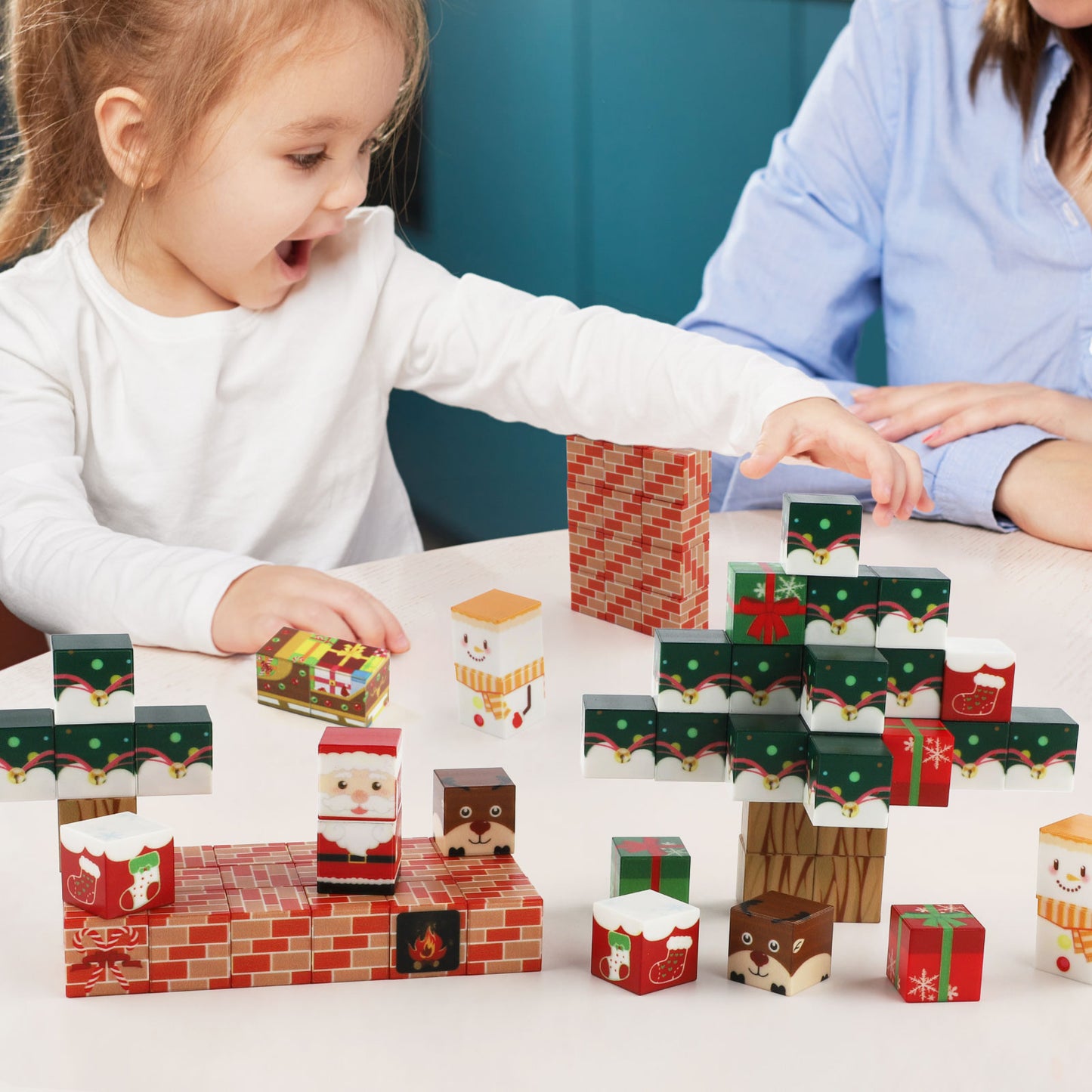 Magnetic Blocks |  Sensory Christmas Magnetic Tiles Building Cubes 2025 Upgraded STEM Game Toys for Toddlers | Christmas Birthday Gifts for Boys & Girls Ages 3-4, 5 6 7 8 9 10 11 12