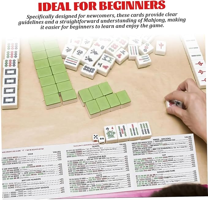 2025 Mahjong Card Official Large Print, National Mahjong League Cards, 4 Pcs Official National Standard Mah Jongg Hands and Rules Cards, Easy-to-Read Large Size Mah Jongg Card (Red))