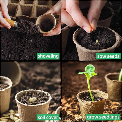 40Pcs 3.15 Inch Peat Pots, Biodegradable Eco-Friendly Round Plant Seedling Starters Kit, Seed Germination Trays  for Flower Vegetable Tomato Saplings & Herb Seed Germination