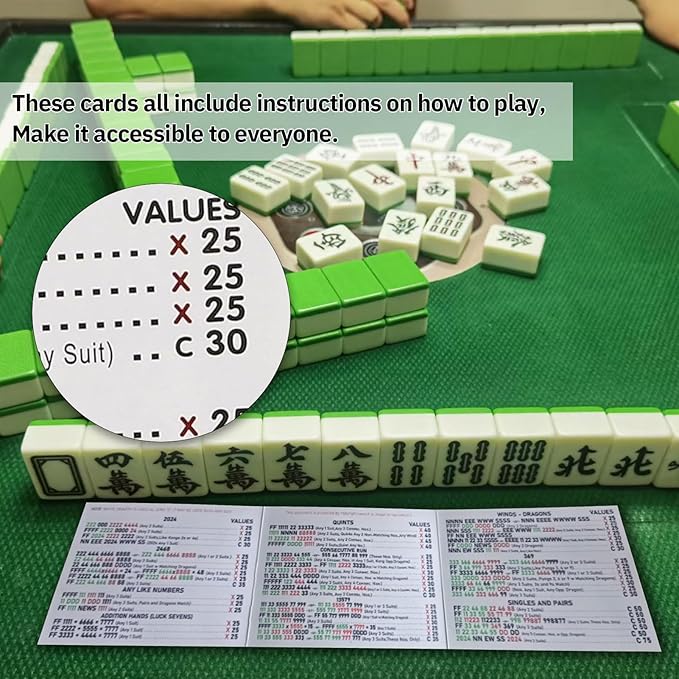 2025 Mahjong Card Official Large Print, National Mahjong League Cards, 4 Pcs Official National Standard Mah Jongg Hands and Rules Cards, Easy-to-Read Large Size Mah Jongg Card (Red))