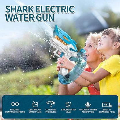 Automatic Squirt Guns Toys, Shark Automatic Water Blaster Toys, Electric Water Gun for Adults & Kids,300cc Large Capacity, Long Range 24-32 FT,Summer Swimming Pool Party and Outdoor (Blue)