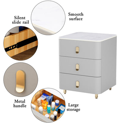 Modern Wood Nightstand,Home  Bedside Tables Dresser with 3 Drawers,Wood Storage Chest of Drawers(Gray)