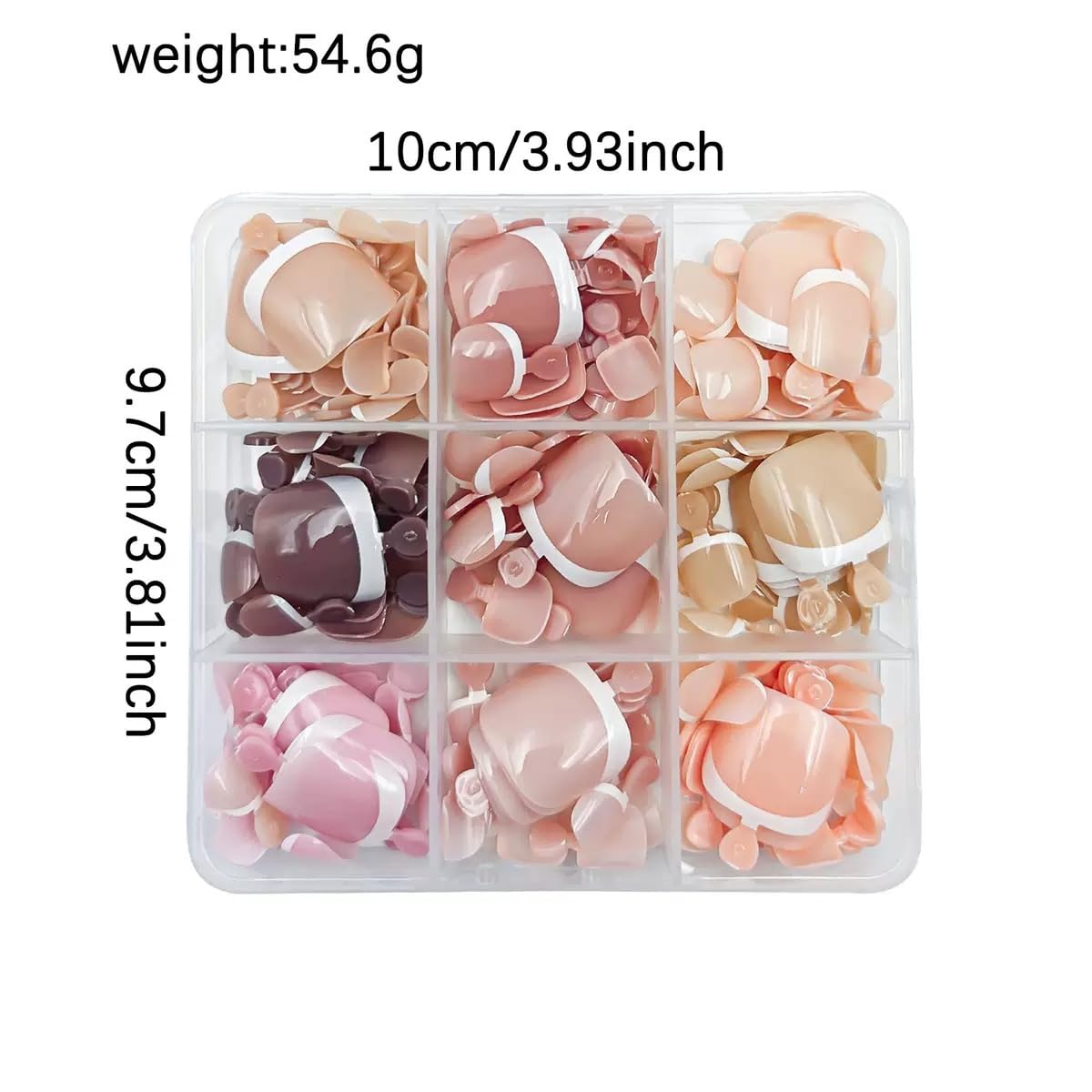 French Tip Press on Toenails Mix Color Fake Toenails White French Press on Toe Nails Summer Acrylic Toenails Kit Short Square Glue on Toe Nails for Women Girls