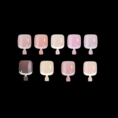 French Tip Press on Toenails Mix Color Fake Toenails White French Press on Toe Nails Summer Acrylic Toenails Kit Short Square Glue on Toe Nails for Women Girls