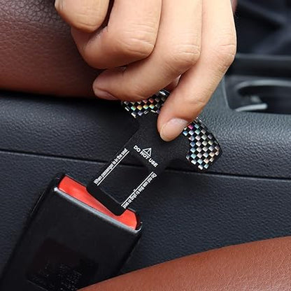 Seat Belt Clip, 2PCS Upgraded Seatbelt Clip, Car Supplies Seat Belt Clip Safety Belts Buckle，Universal for Most Vehicles（Black grid)