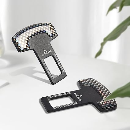Seat Belt Clip, 2PCS Upgraded Seatbelt Clip, Car Supplies Seat Belt Clip Safety Belts Buckle，Universal for Most Vehicles（Black grid)