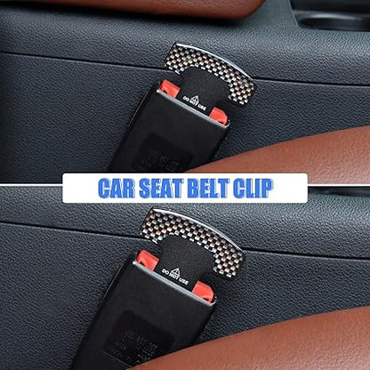 Seat Belt Clip, 2PCS Upgraded Seatbelt Clip, Car Supplies Seat Belt Clip Safety Belts Buckle，Universal for Most Vehicles（Black grid)